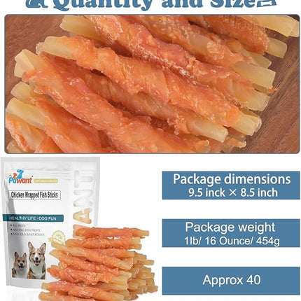 Dog Treats Soft Chews Rawhide Free Chicken Wrapped Cod Sticks for Puppy Training Snacks Dog Chews Treats 1lb/454g