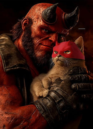 Cat Bat Mask Halloween Costumes Accessories for Cats, Cat Bat Cosplay Apparel (Medium, Red Devil)