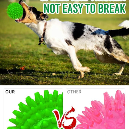 4.5” Heavy Duty Squeaky Dog Balls for Medium Large Dogs, Dog Toys for Aggressive Chewers, Spike Ball Toys for Clean Teeth and Training(2 Pack) (4.5" 4apck)