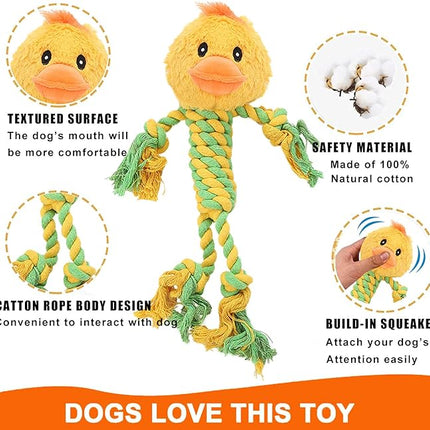 Rope Dog Toys to Keep Them Busy - Tug of War Dog Toys for Boredom Plush Interactive Squeaky Puppy Toys for Small Medium Large Dogs