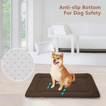Magic Dog Bed Soft Crate Pad Mat for Medium/Large Dogs, 36 Inches Machine Washable Pet Bed Kennel Pad With Non-Slip Bottom, Dark Coffee