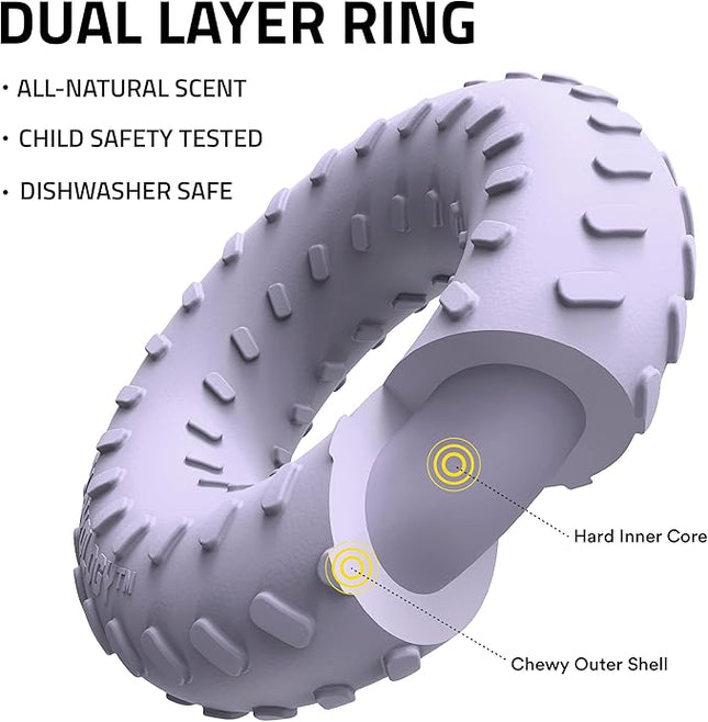 Playology Dog Toys | Dual Layer Ring Durable Chew Toy for Aggressive Chewers | Small Lamb Scented Toy - Easy to Clean and Made from Non Toxic Materials