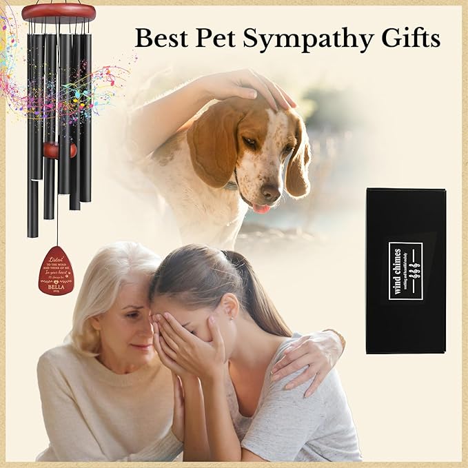 Personalized Pet Memorial Gifts for Dogs - 26" Pet Memorial Wind Chimes, Dog Memorial Gifts for Loss of Dog, Pet Bereavement Sympathy Gift