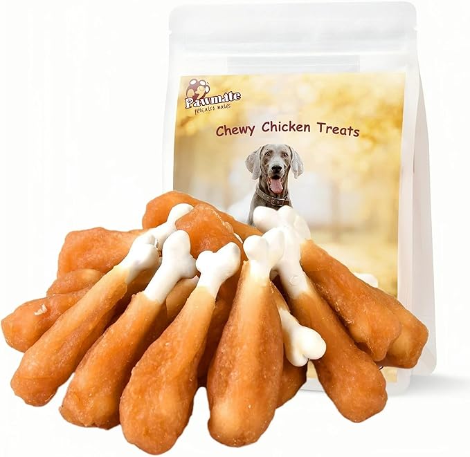 Dog Treats Chicken Wrapped Calcium Bone, Rawhide-Free Grain-Free Training Treats for Dogs Teeth Cleanning Breath Fresh Dog Chewy Snacks for Medium Large Dogs 10.6 oz, 18-19 Counts
