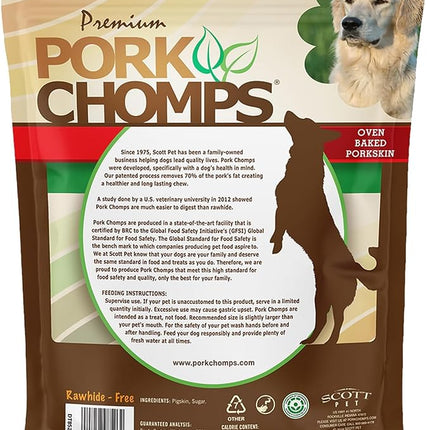 Pork Chomps Baked Pork Skin Dog Chews, 8-inch Rolls, 18 Count (Pack of 1)