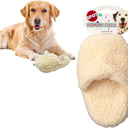 SPOT 7.5in Vermont Style Fleece Slipper Dog Toy – Soft Plush Squeaky Comfort Toy for Small & Medium Dogs and Puppies – No Plastic Parts – Light Chewer Safe – Calming & Cuddly Pet Toy