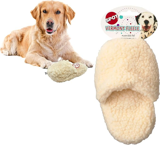 SPOT 7.5in Vermont Style Fleece Slipper Dog Toy – Soft Plush Squeaky Comfort Toy for Small & Medium Dogs and Puppies – No Plastic Parts – Light Chewer Safe – Calming & Cuddly Pet Toy