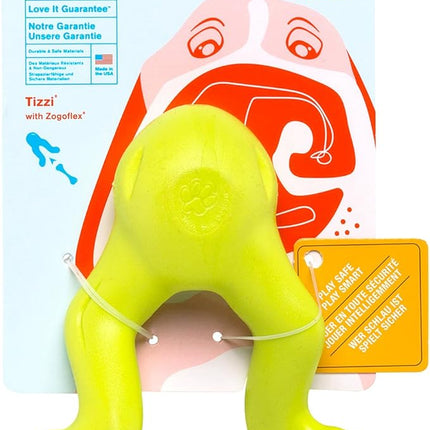West Paw Zogoflex Tizzi Interactive Treat Dispensing Dog Fetch Play Toy, 100% Guaranteed Tough, It Floats!, Made in USA, 4.5-Inch Small, Granny Smith