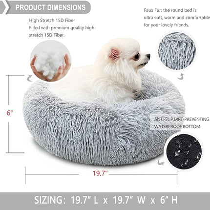 nononfish Cute Plush Dog Bed for Small Dogs, 19 inches Anti Anxiety Puppy Bed, Washable, Fits up to 15 lbs