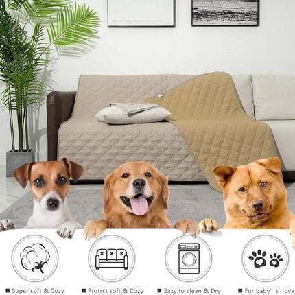SPXTEX Dog Bed Cover Washable Pee Pads Dog Blankets for Puppy Large Dog Cat,Sofa Reversible Changing Pad Reusable 1 Piece（82"x82",Beige+Sand+Sand）