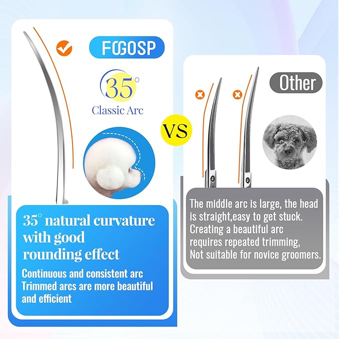 Professional Curved Dog Grooming Scissors with Sharper Self Grinding lightweight and finely trimmed split structure 6.5'' Japan VG10 63HRC for small dogs cat pet(Gold)