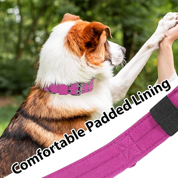 Tactical Dog Collar with Handle, Military Adjustable Heavy Duty Metal Buckle Dog Collars Soft Nylon Training Collar for Medium Large Dogs (Pink, Medium)