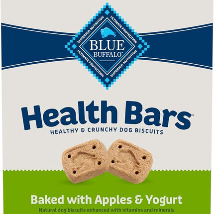 Blue Buffalo Mini Health Bars Crunchy Dog Biscuits, Oven-Baked With Natural Ingredients, Apples & Yogurt, 2-lb Box