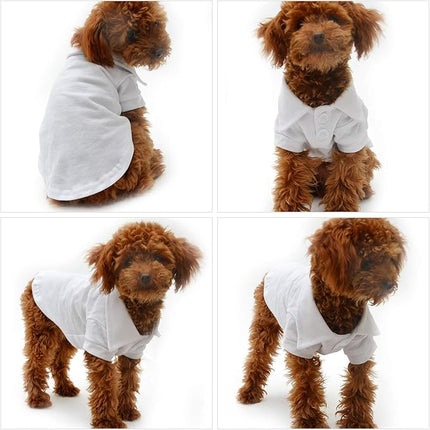lovelonglong Basic Dog Polo Shirts Premium Cotton, Polo T-Shirts for Large Medium Small Dogs with a Two-Button Collar Blank Color White M