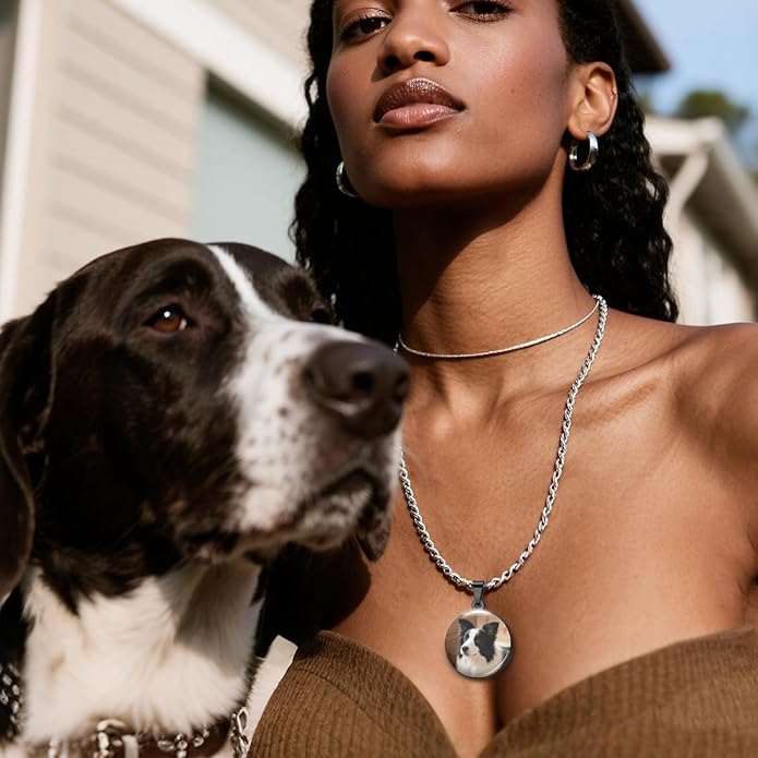 Custom Pet Necklace, Personalized Dogs Necklaces for Women, Dogs Remembrance Jewelry, Picture Necklace Personalized Photo, Customized Dog Memorial Gifts for Loss of Dog