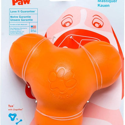 WEST PAW Zogoflex Tux Interactive Treat Dispensing Dog Chew Toy for Aggressive Chewers, 100% Guaranteed Tough, It Floats!, Made in USA, Small, Tangerine