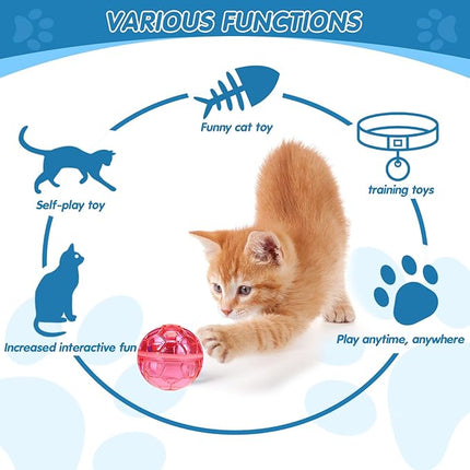Frienda 4 Pieces Ghost Hunting Cat Ball Motion Light up Cat Balls LED Motion Activated Pet Ball Motion Light up Interactive Toys Pet Glowing Mini Running Exercise Ball Toys(Bright Color)