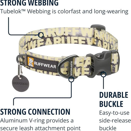 Ruffwear, Front Range Dog Collar, Adjustable Tubelok Webbing, Lightweight, Side Release Buckle, Aluminum V-Ring, Durable for Everyday Use, Mountains Logo, 20"-26"