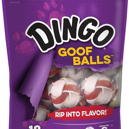 Dingo Goofballs for Dogs, Rawhide Chews Made with Real Chicken for Small Breeds 18-Count