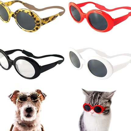 Pibupibu Retro Oval Small Dogs Cats Eye Wear Party Favors Pet Sunglasses Set Cute Funny Cosplay Dolls Costume Photo Props