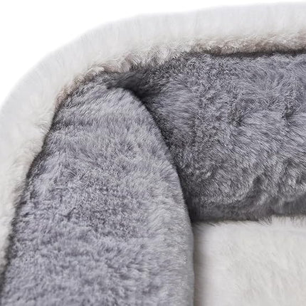Luxury Square Grey Cat & Dog Bed - Soft Washable Animal Pet Beds with Anti-Slip & Water-Resistant Bottom, Perfect for Indoor Small Dogs & Cats, Kittens & Puppies