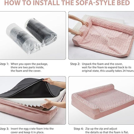 BFPETHOME Orthopedic Dog Beds for Large Dogs-Waterproof Sofa Pet Bed with Removable Washable Cover, Big Dog Bed with Waterproof Lining and Nonskid Bottom,Pet Bed for Large Dogs