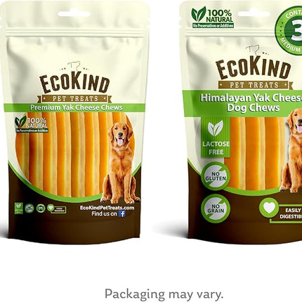 EcoKind Pet Treats Gold Himalayan Yak Cheese Medium Dog Chew | Great Treats for Dogs, Indoors & Outdoor Use - 3 Medium Chews
