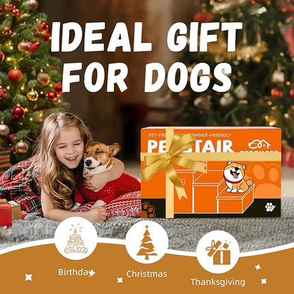 Wider Dog Stairs with Storage 18" H, 3-Step Sturdy Dog Steps for Large/Medium/Small Older Senior Dogs Cats, Folding Pet Stairs Climbing Bed or Couch, Arthritis-Friendly (Gray, No Condo)