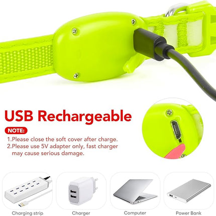 Light up Collar for Small Dog,Vizpet XS Adjustable Size Nylon Collar USB Rechargeable Bright Safety Pet Collar for Cats Small Dogs (Green, X-Small[ 8.66-11.9 inch/22cm-30cm])