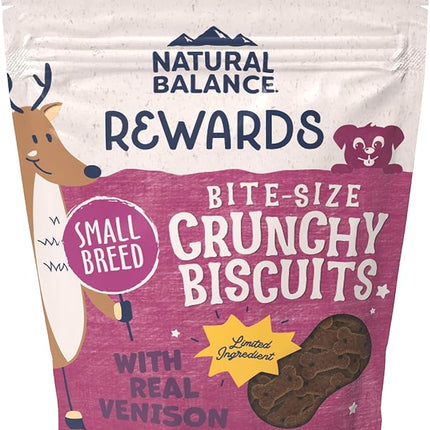 Natural Balance Limited Ingredient Rewards Crunchy Biscuits, Bite-Size Grain-Free Dog Treats for Small-Breed Dogs, Made with Real Venison, 8 Ounce (Pack of 1)