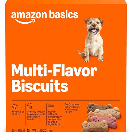 Amazon Basics Crunchy Dog Biscuits Multi Flavor Dog Treats 5 lb. Box