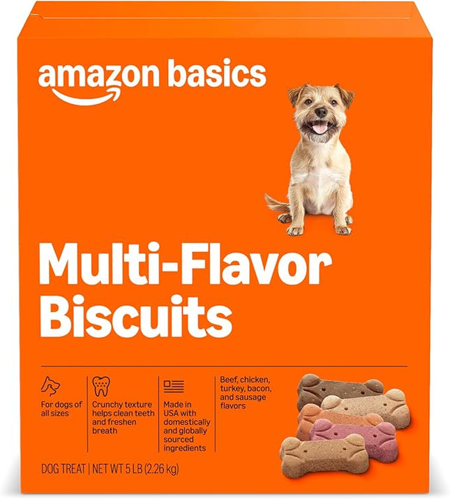 Amazon Basics Crunchy Dog Biscuits Multi Flavor Dog Treats 5 lb. Box