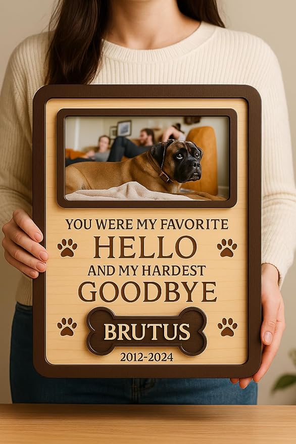 Nazenti Personalized Dog Memorial Gifts with Photo, Custom Pet Loss Frame for Dog Owners, Sympathy Gift for Loss of Dogs, Pet Remembrance Keepsake Frame, Cat Lovers Gift, Cat Bereavement Gifts