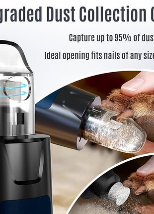Casfuy New 6-Speed Dog Nail Grinder - 50% More Power Dog Nail Trimmers with 2 LED Lights Quiet 7h Running Time Electric Pet Nail Grinder File Toenail Grinder for Large Medium Small Dogs & Cats (DB)