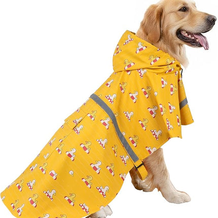 HAPEE Dog Raincoats with Reflective Strip Hoodie,Poncho Jacket for Large Dogs fit Golden Retriever Doodle (E5-Yellow River, 22B (55-65 lbs))