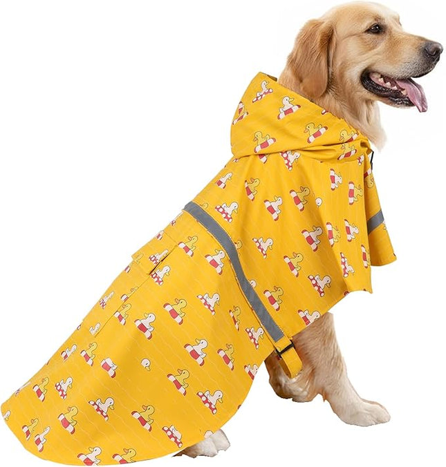 HAPEE Dog Raincoats with Reflective Strip Hoodie,Poncho Jacket for Large Dogs fit Golden Retriever Doodle (E5-Yellow River, 22B (55-65 lbs))