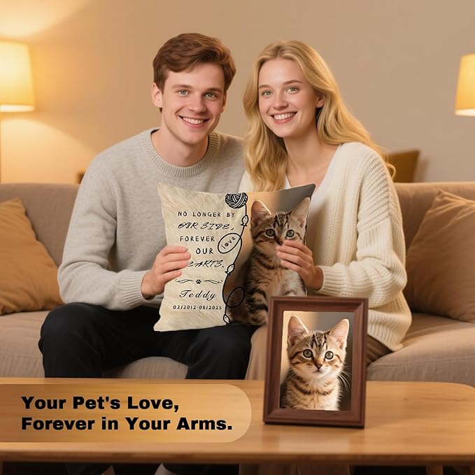 Personalized Pet Memorial Throw Pillow with Photo, Custom Pet Memorial Gifts for Dogs Cats, Loss of Dog Sympathy Gift Dog Bereavement Remembrance Picture Pillow