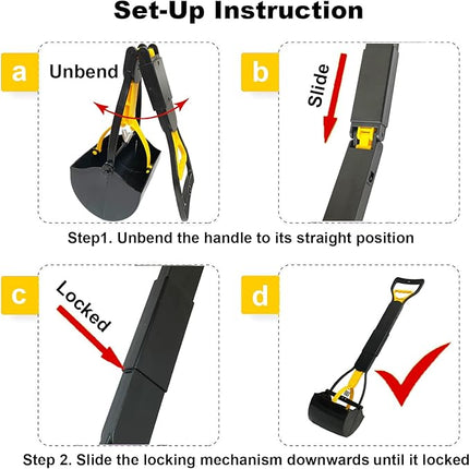 Dog Pooper Scooper for Large Medium & Small Dogs Heavy Duty,Long Handled Dog Poop Scooper for Grass,Durable Dog Poop Pick Up Tool (Yellow)