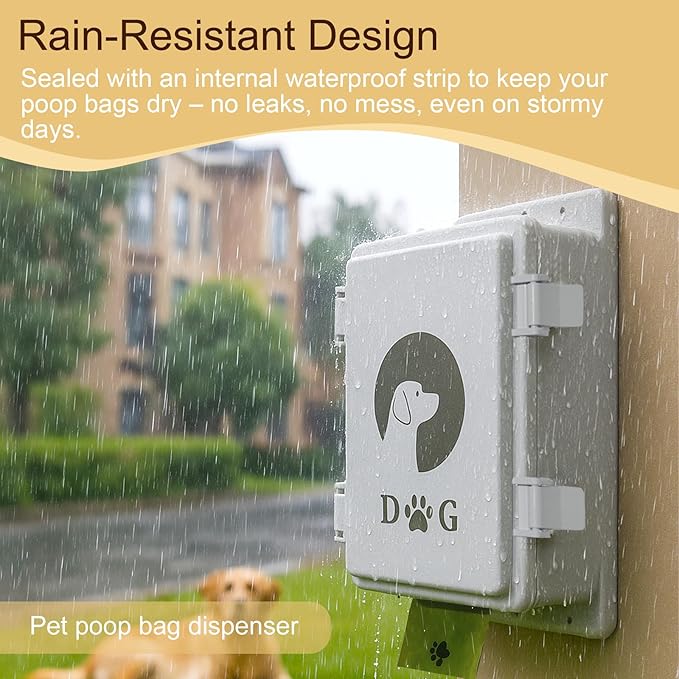 Wall Mount Dog Poop Bag Dispenser, Outdoor Dog Poop Bag Holder,Heavy Duty & Waterproof, ABS Plastic Material, Suitable for Yard Patio Garage Lawn Pet Waste Station