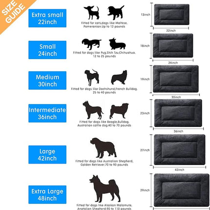 Dog Beds Crate Pad for Small Dogs Ultra Soft Dog Crate Bed Washable & Anti-Slip Kennel Pad for Dogs Cozy Sleeping Mat,Dark Gray 24inch