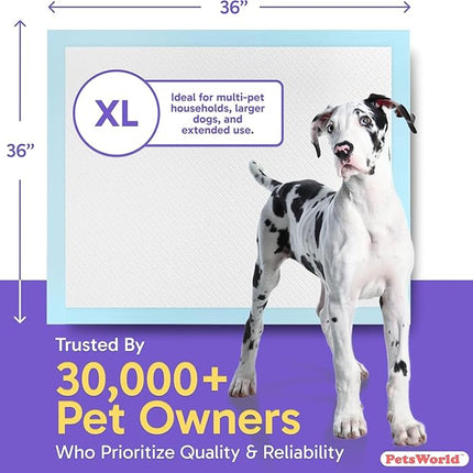 PETSWORLD Giant Dog Potty Pads, Odor-Eliminating, 36" x 36", Ultra Absorbent 5-Layer Leak-Proof Training Pads for Dogs & Cats (36x36, 1800 Count)