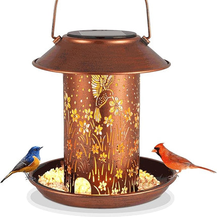 Bird Feeders for Outdoors Hummingbird Solar Lanterns Outdoor Waterproof Hanging Garden Decor Birthdays for Women Mom Metal Solar Decoration Outside for Yard, Patio,