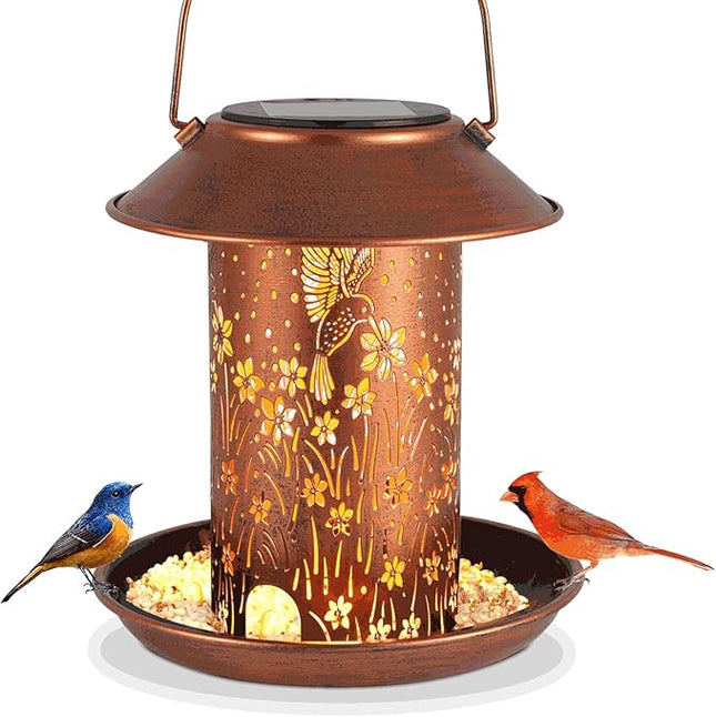Bird Feeders for Outdoors Hummingbird Solar Lanterns Outdoor Waterproof Hanging Garden Decor Birthdays for Women Mom Metal Solar Decoration Outside for Yard, Patio,