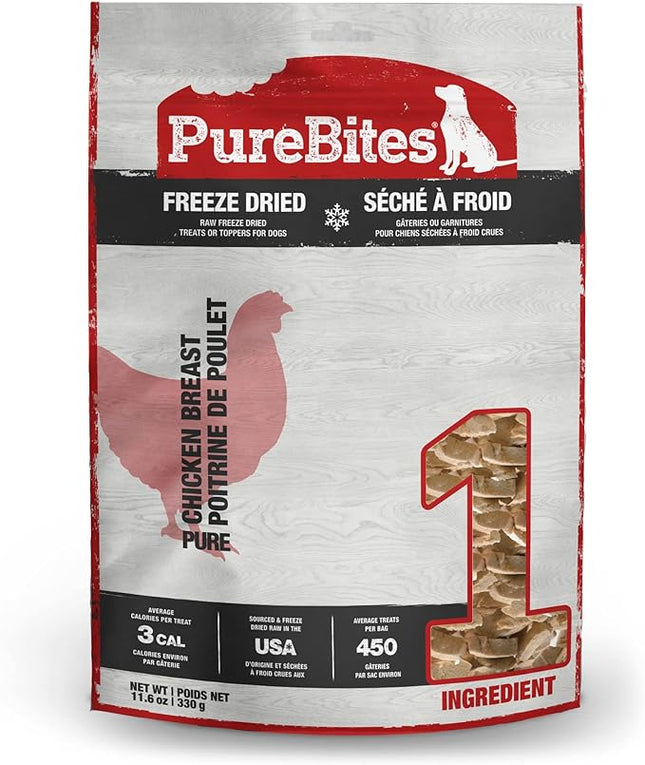 PureBites Chicken Freeze Dried Dog Treats, 1 Ingredient, Made in USA, 11.6oz