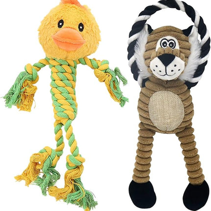 Rope Dog Toys to Keep Them Busy - Tug of War Dog Toys for Boredom Plush Interactive Squeaky Puppy Toys for Small Medium Large Dogs