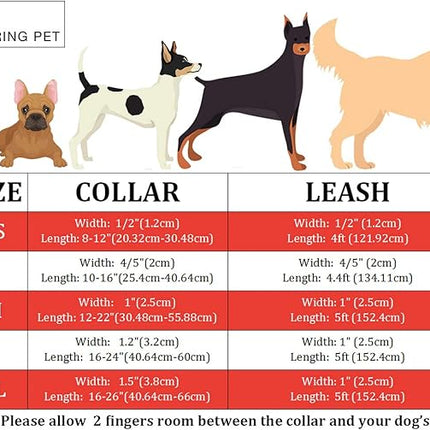 ARING PET Velvet Dog Collar Set, Cute Velvet Dog Collar and Leash Set, Soft & Comfy, Adjustable Christmas Red Collars with Metal Buckle for Small Medium Large and Girl Boy Dogs