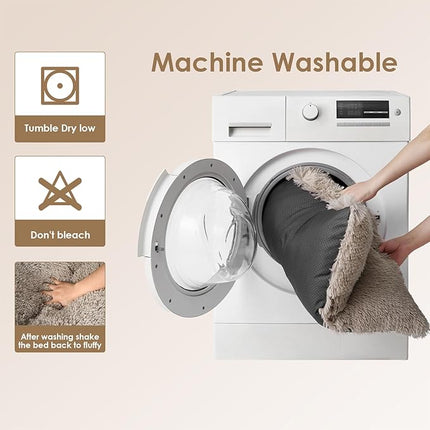 EHEYCIGA Fluffy Dog Crate Bed for Small Dogs, Plush Faux Fur Crate Pad, Calming Anti Anxiety Small Dog Bed, Washable Soft Warm Mat with Non-Slip Bottom, Taupe