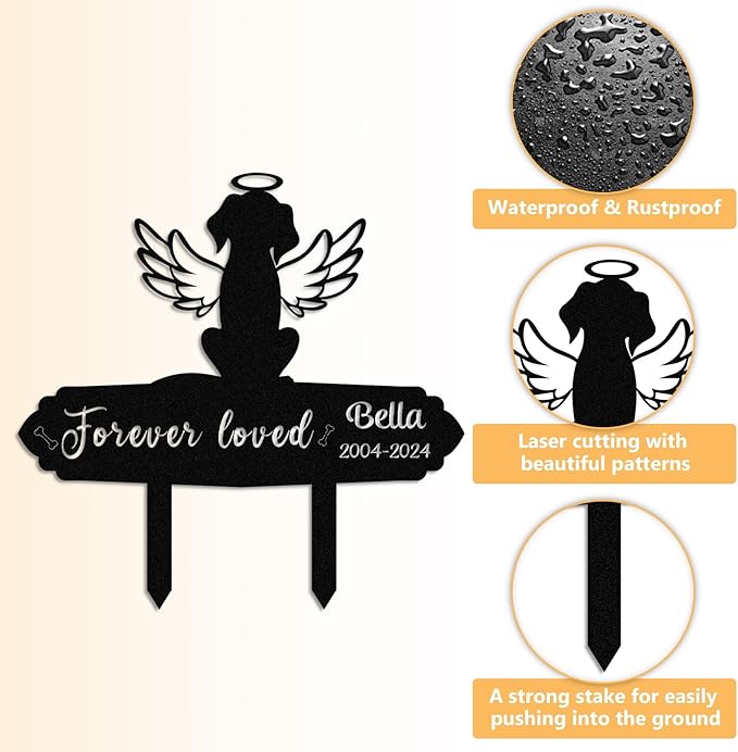 Personalized Pet Graves Marker Dog, Custom Pet Headstone, Waterproof Memorial Plaques for Outdoor, Pet Cemetery Markers Yard Decor, Memorial Garden Stakes, Dog Memorial Gifts for Loss of Dog Color10