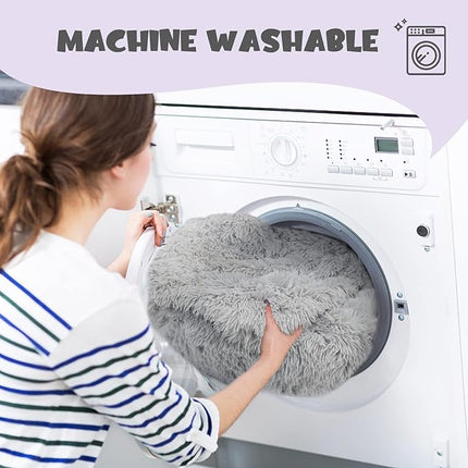 Himax Dog Beds for Small Dogs, Donut Dogs Beds with Blanket Attached, Calming Dog Bed Washable (20"/26"/35") Beige