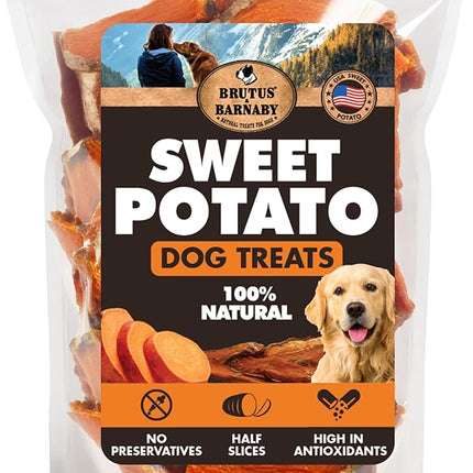 BRUTUS & BARNABY Sweet Potato Dog Treats – Support Sensitive Stomachs with USA-Grown, Hypoallergenic Treats That Smell as Good as They Taste